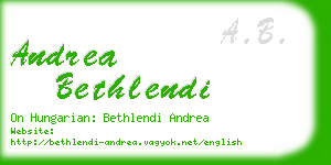 andrea bethlendi business card